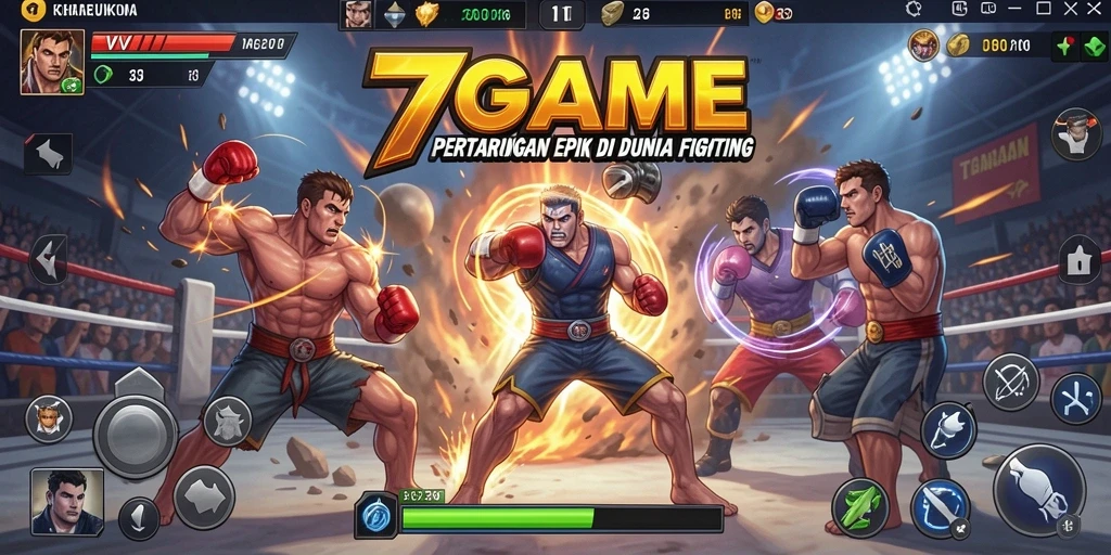 Tangkapan layar 7GAME menunjukkan aksi mendebarkan pertarungan karakter.