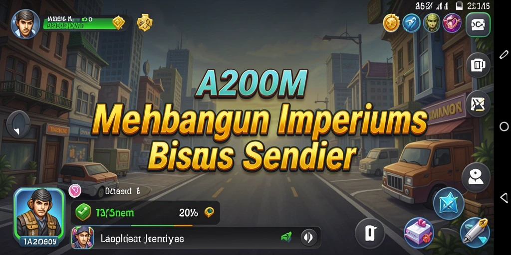 Screenshot gameplay A200M menampilkan grafik bisnis yang dinamis.