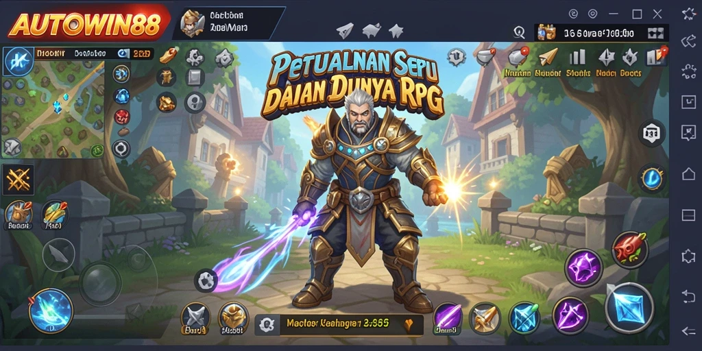 Tangkapan layar AUTOWIN88 menampilkan karakter dalam pertarungan epik melawan monster.