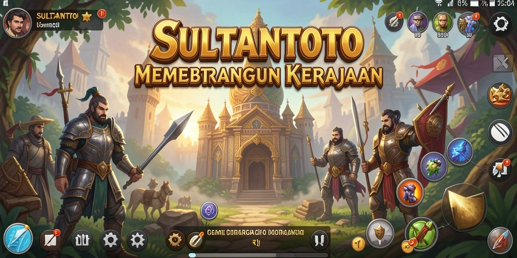 Tampilan gameplay dinamis dalam SULTANTOTO saat membangun dan mengelola kerajaan.