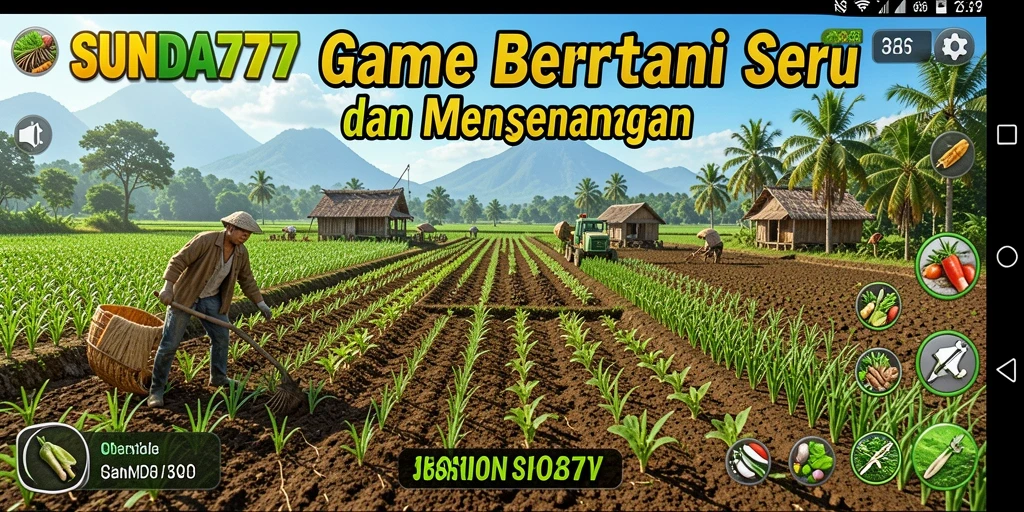 Tampilan gameplay SUNDA777 dengan aktivitas bertani yang seru.